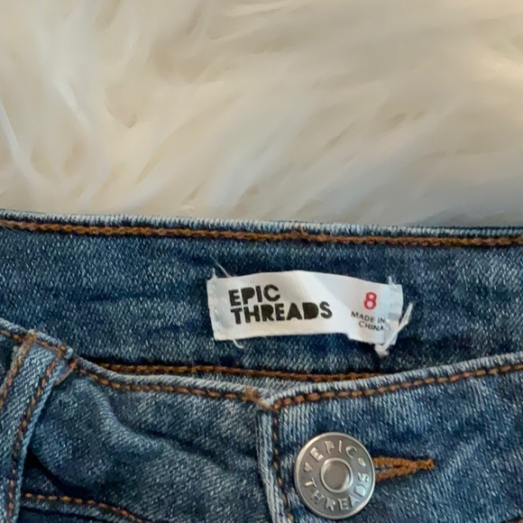 Epic Threads Blue Denim Shorts with Cream Lace - Picture 4 of 5